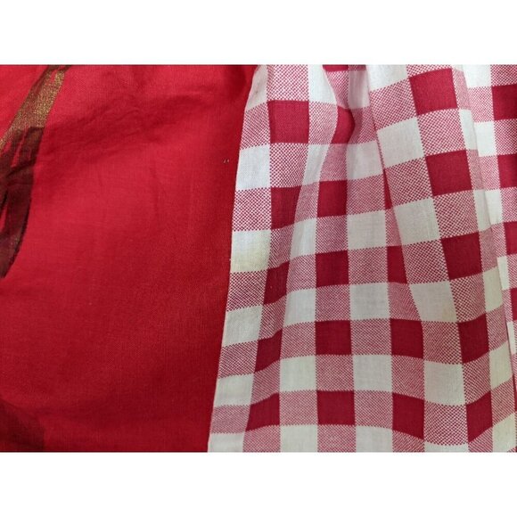VINTAGE WOMEN'S RED PLAID HALF APRON - FRUIT BOWL - POCKETS - Picture 13 of 16